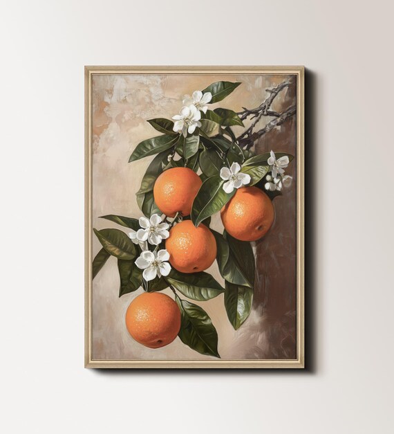 Rustic Oranges Painting Orange Still Life Painting Artwork Oranges Print Art Rustic Kitchen Wall Art Citrus Fruit 050