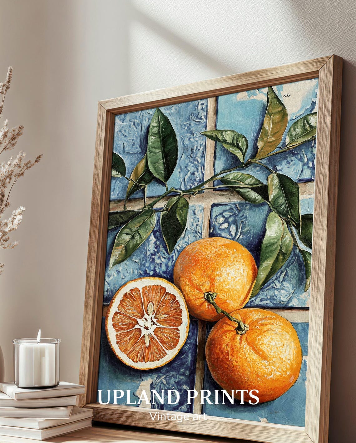 Oranges Print Orange Fruit Painting Citrus Wall Art Print Summer Fruits Kitchen Wall Decor Blue And Orange Print 005 - Image 2