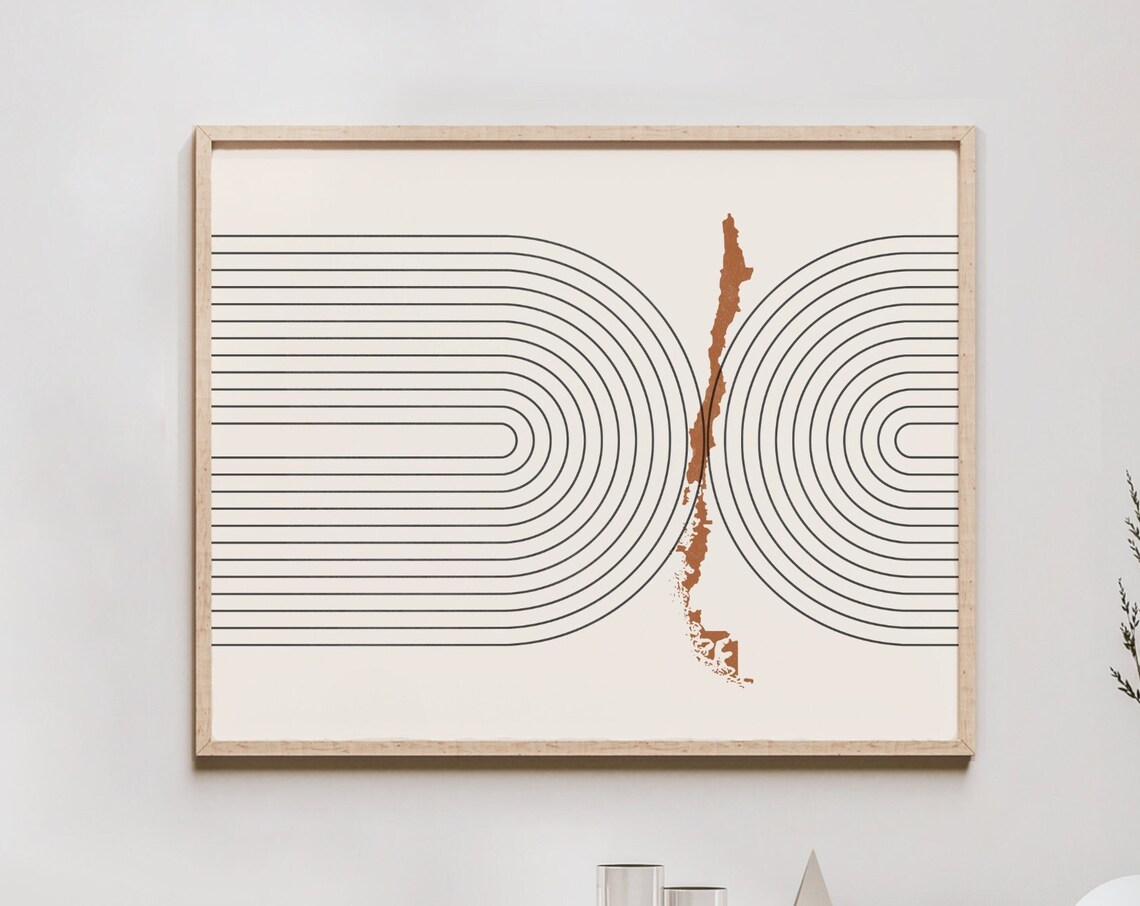 Chile Mid-Century Map Retro Travel Poster