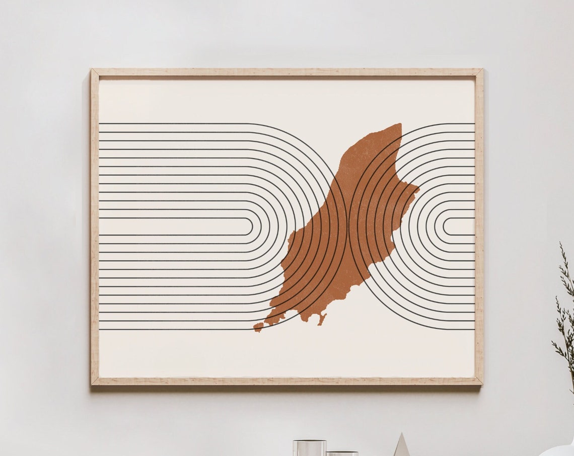 Isle Of Man Wall Art Mid Century Map Retro Decor Poster Country Print