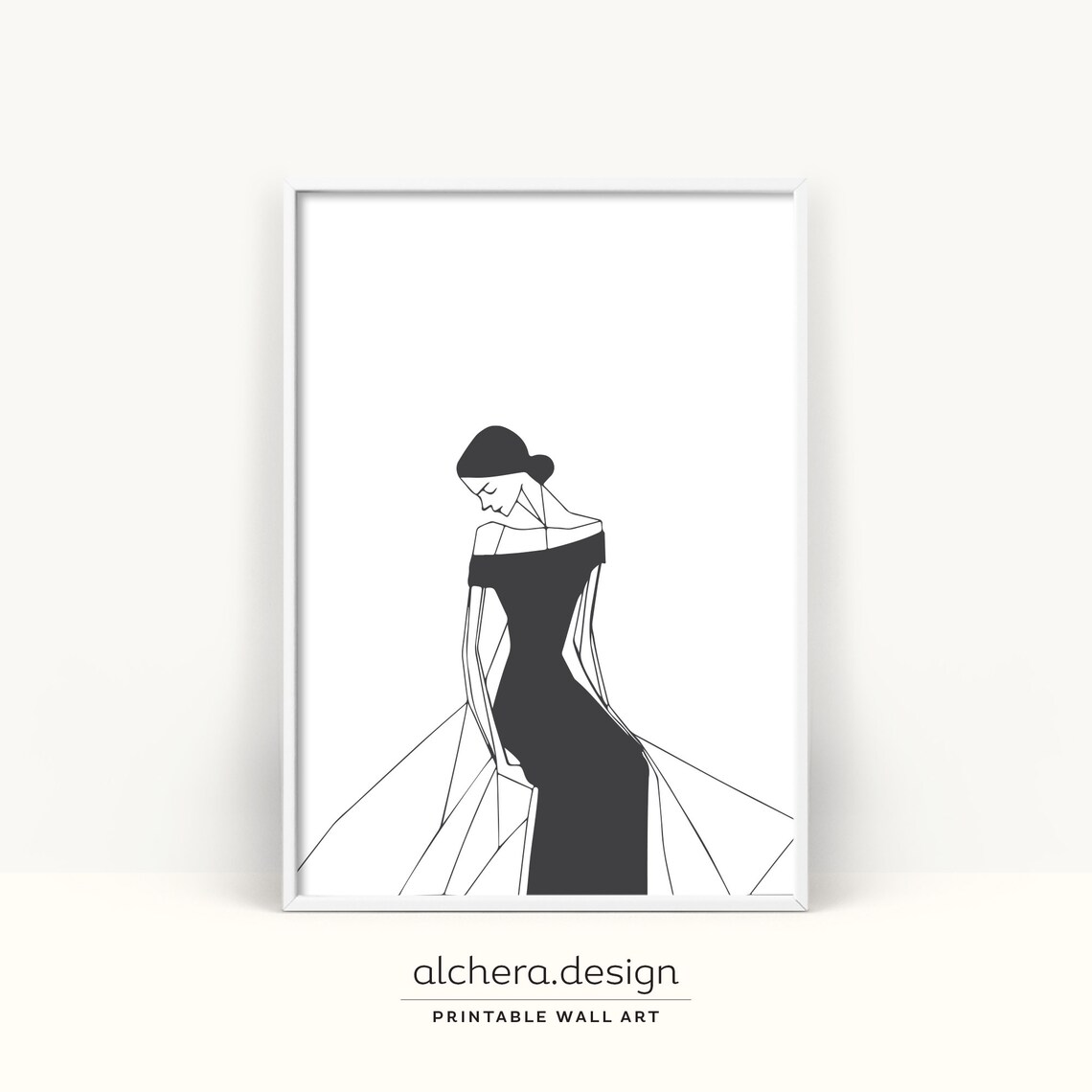 Minimalist Woman Line Art Black Dress Modern Fashion Figure Poster