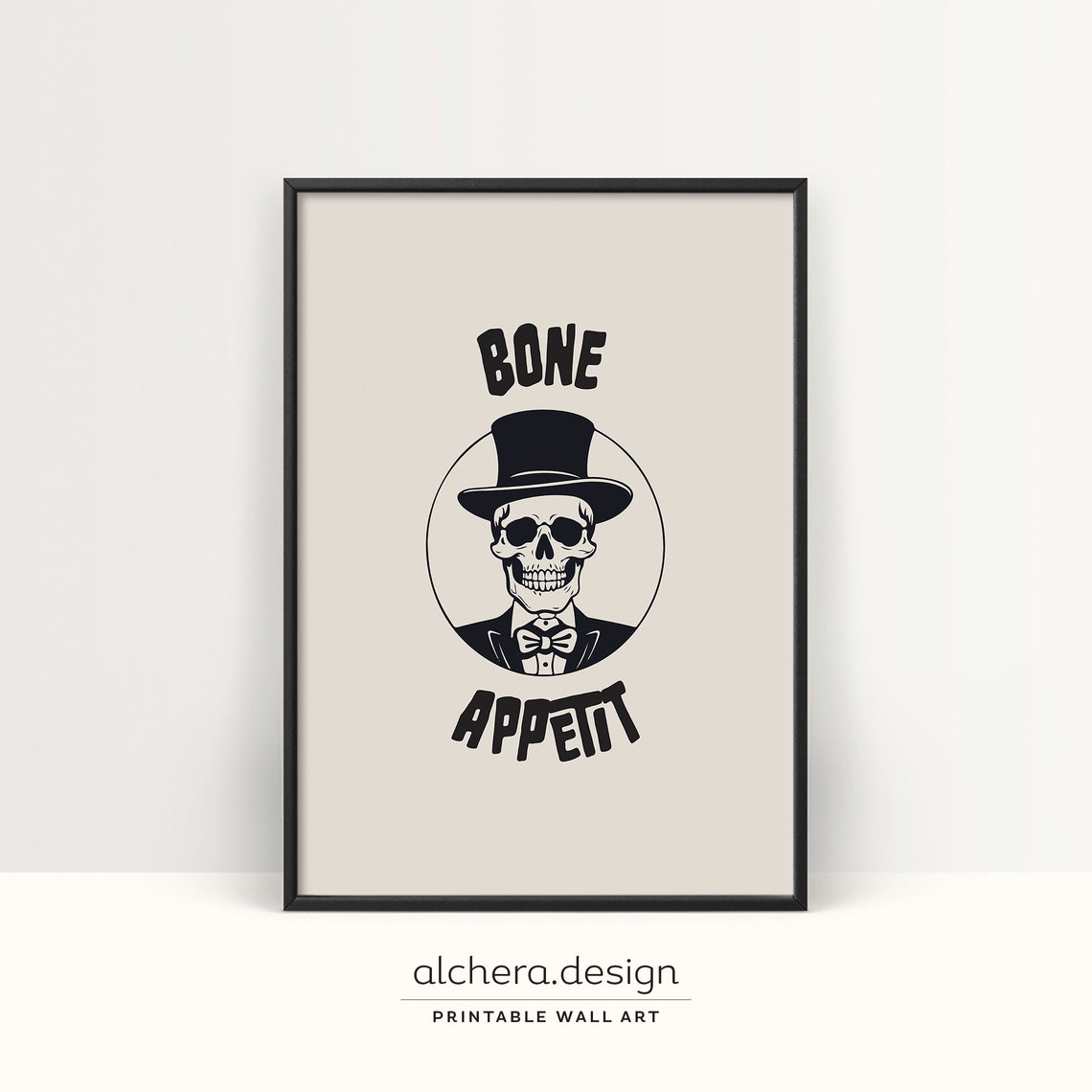 Bone Appetit Skeleton Halloween Kitchen Gothic Retro Style Poster