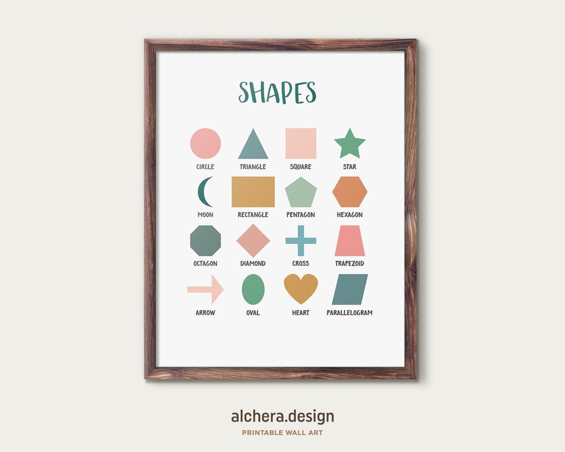 Colorful Shapes Educational Chart Kids Learning Decor Wall Art
