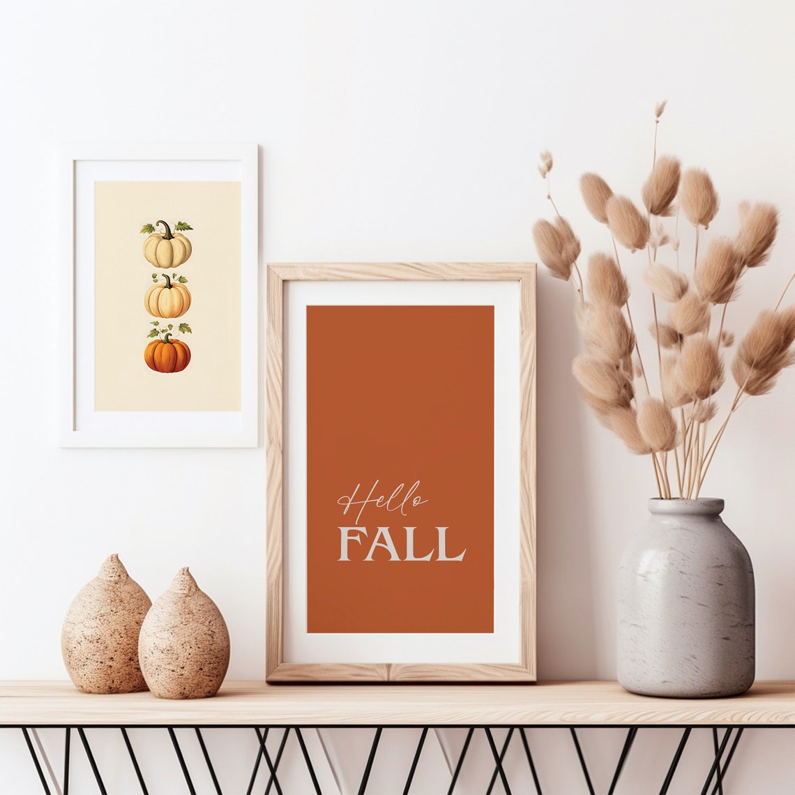 Hello Fall Script Burnt Orange Minimalist Autumn Typography Poster - Image 2