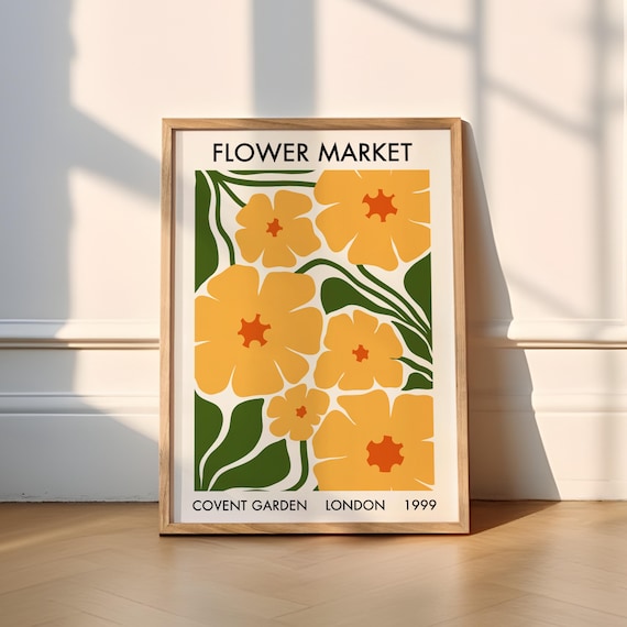 Flower Market Covent Garden London 1999 Retro Botanical Poster