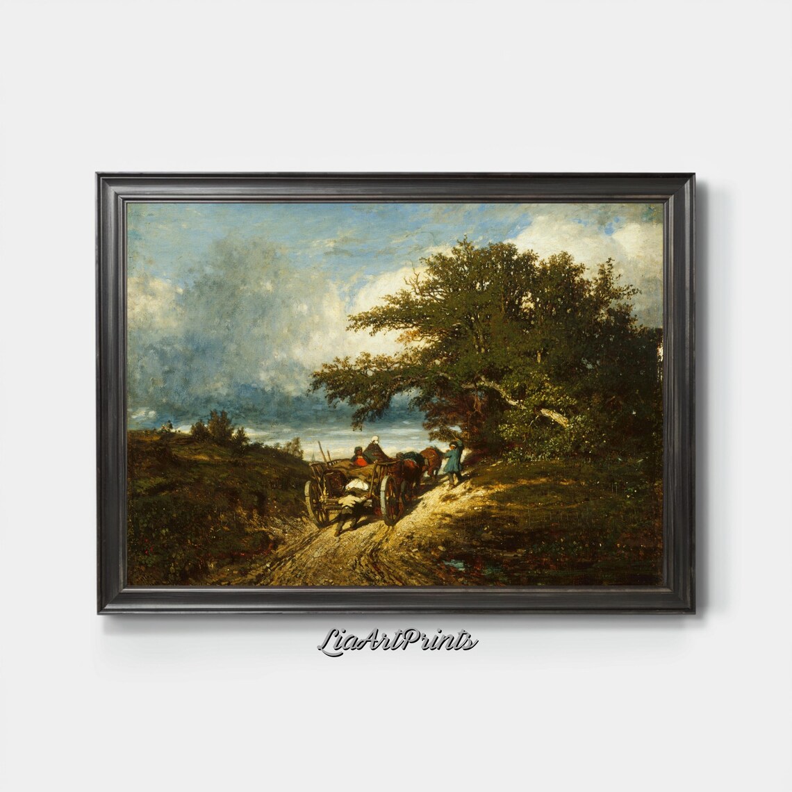 Hay Cart on a Country Road Beneath an Old Oak Vintage Farm Poster - Image 3