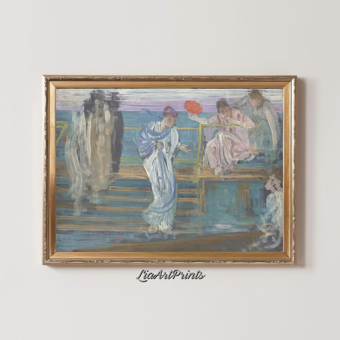 Dreamy Impressionist Scene, Ethereal Figures Art Print - Image 2