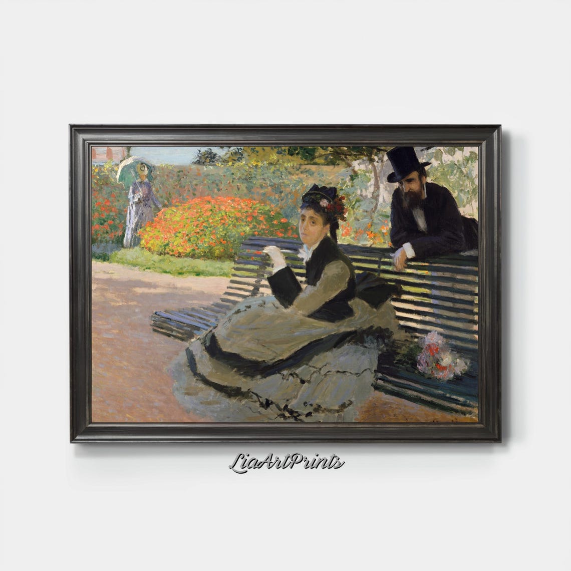 Vintage Impressionist Wall Art Monet Inspired Park Scene Print Elegant Victorian Garden Decor - Image 3