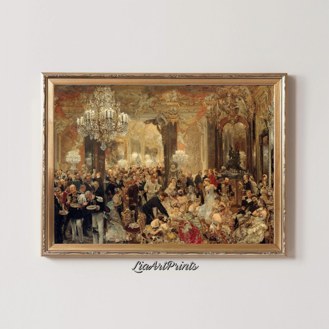 Elegant Vintage Ballroom Scene Grand Chandelier Dance Party Poster - Image 3