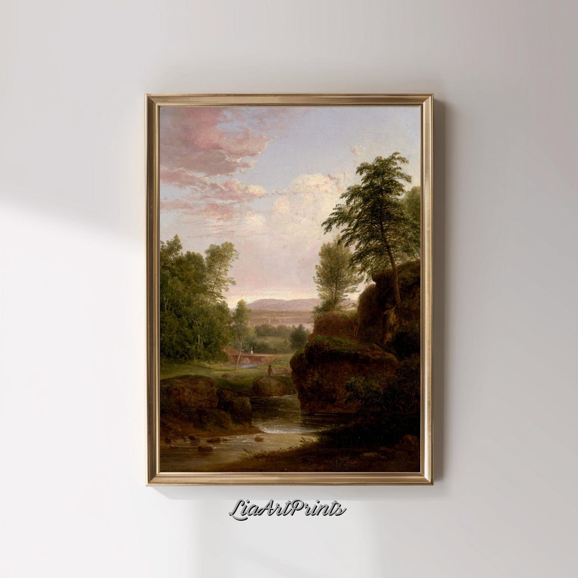 Peaceful Countryside Stream Wall Art Vintage Pastoral Landscape Print Rustic Nature Decor - Image 4