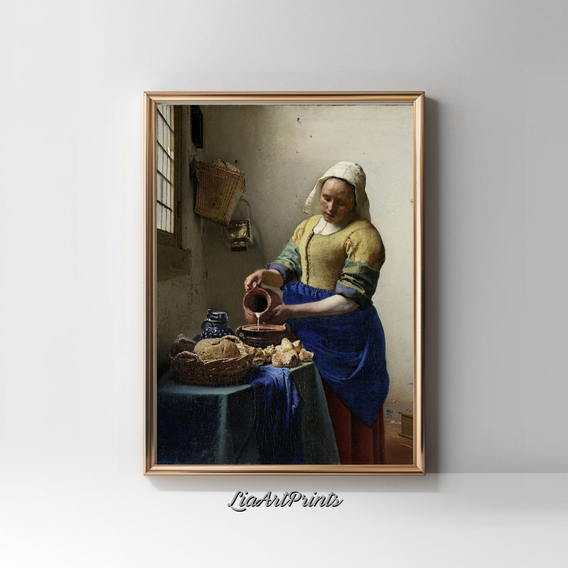 The Milkmaid Vermeer Dutch Master Kitchen Interior Painting Poster - Image 2