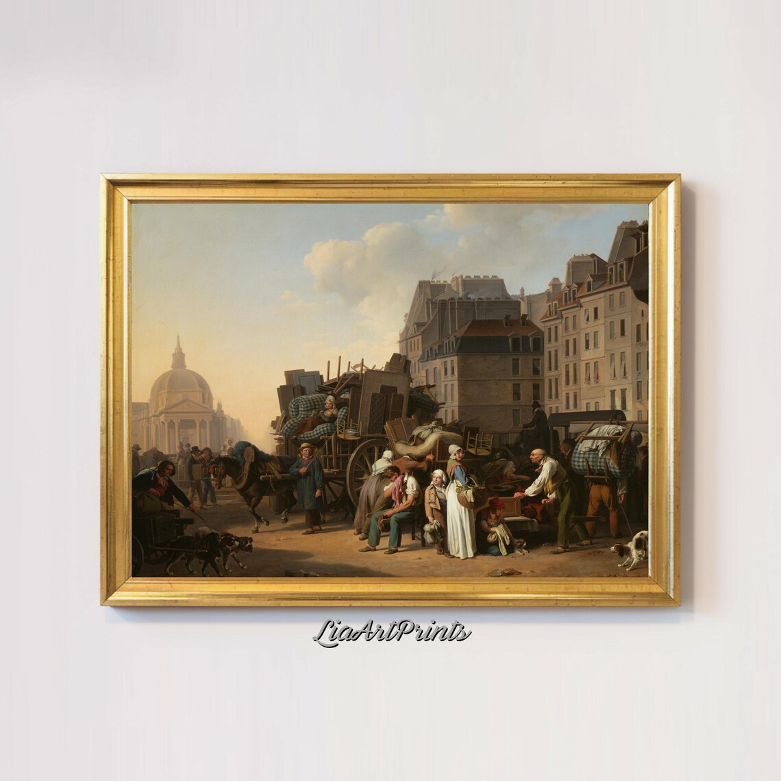 Moving Carts on a Vintage Paris Street Near the Pantheon City Poster - Image 2