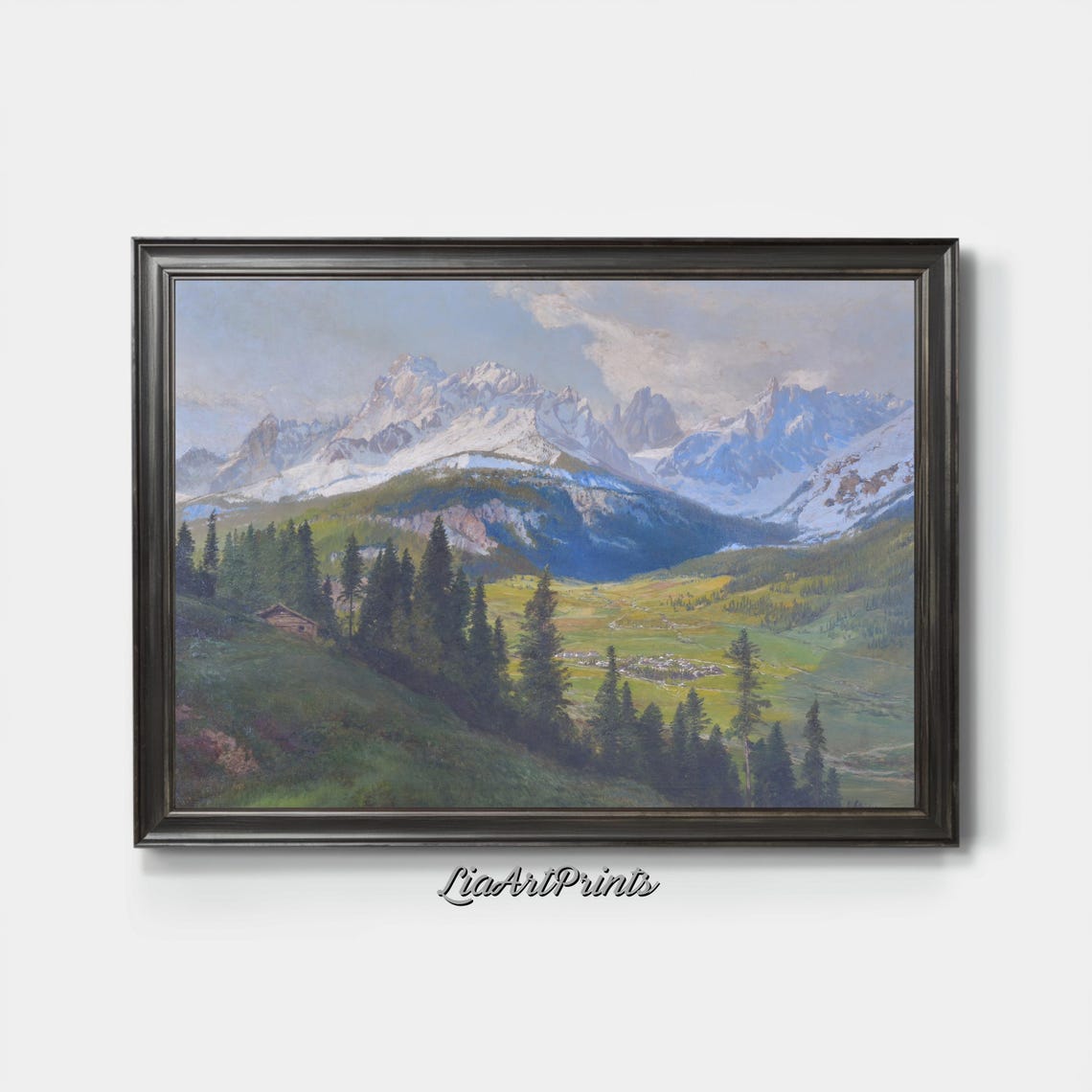 Majestic Mountain Valley Serene Alpine Landscape Art Peaceful Nature Scene - Image 2