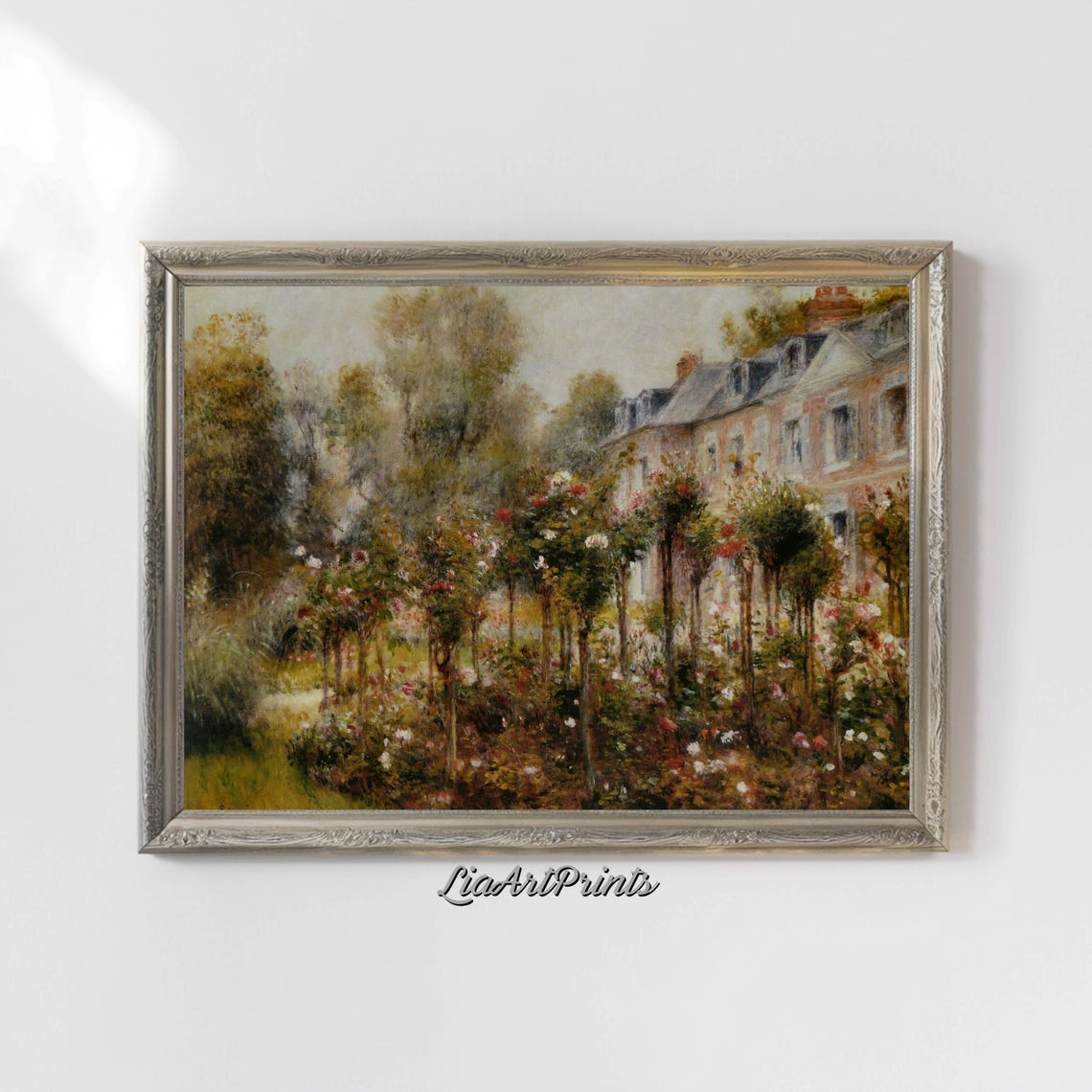 Impressionist Rose Garden Brick Cottage House Summer Bloom Poster - Image 5