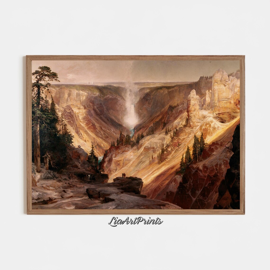 Golden Canyon Landscape Wall Art Majestic Waterfall In Grand Valley Artwork For Rustic And Modern Decor - Image 2