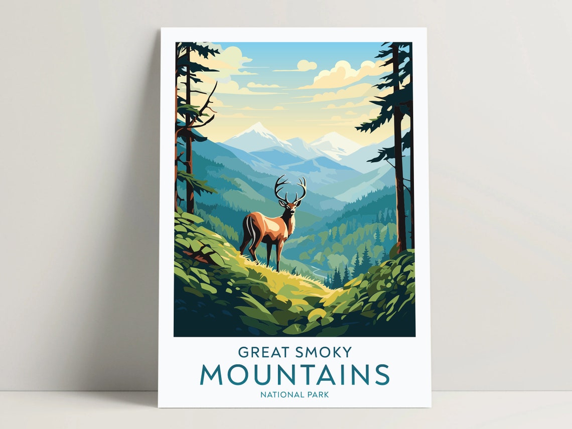 Great Smoky Mountains Travel Print Wall Art Great Smoky Mountains Gifts Ideas United States Poster Great Smoky Mountains Poster Print 047