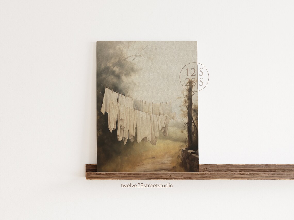 Laundry Day Vintage Oil Painting, Laundry Room Art Print - Image 2