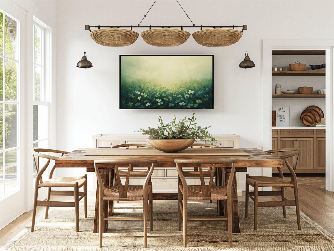 St Patricks Day Shamrock Meadow Golden Light Dark Moody Clover Poster - Image 2