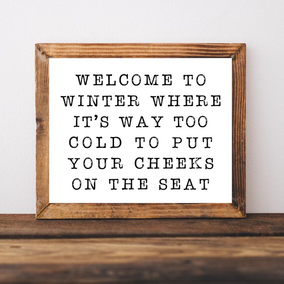Winter Decor Prints Funny Christmas Sign Wall Decorbathroom Signsbathroom Art