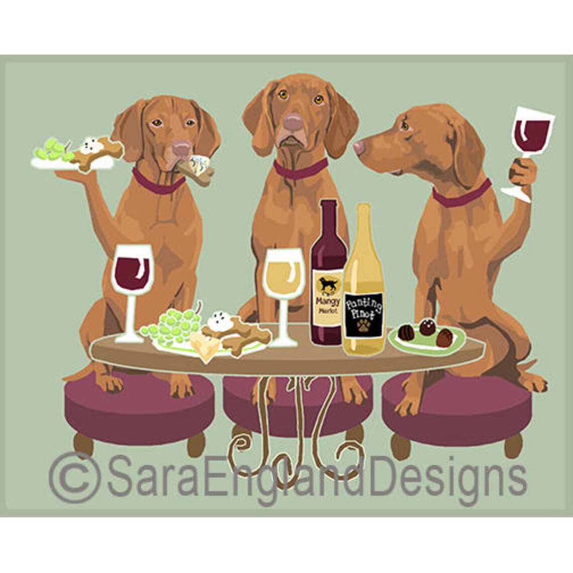 Dogs Wineing Vizsla - Funny Dog Art Print
