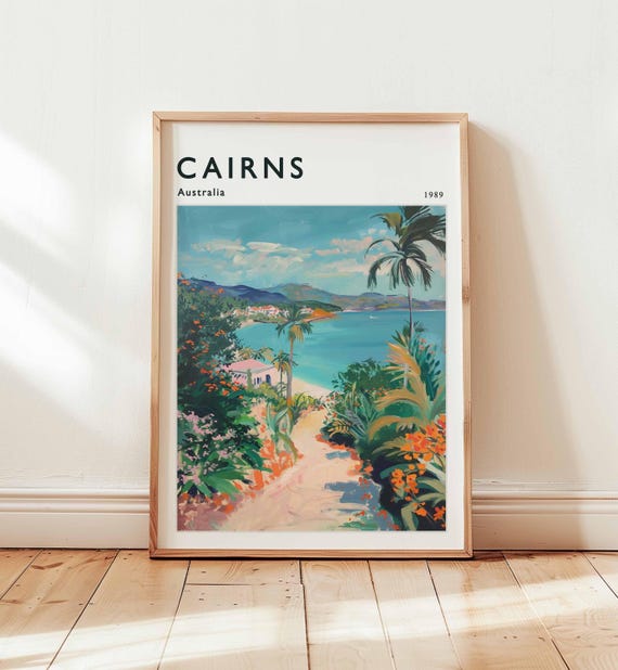 Cairns Poster Australia Travel Print Queensland Wall Art Great Barrier Reef Decor Tropical Gift Cairnsprint