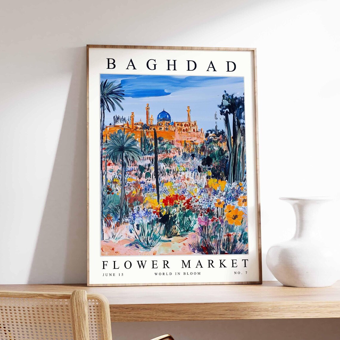 Baghdad Historic Walls Wildflower Meadow Palm Flower Market Poster