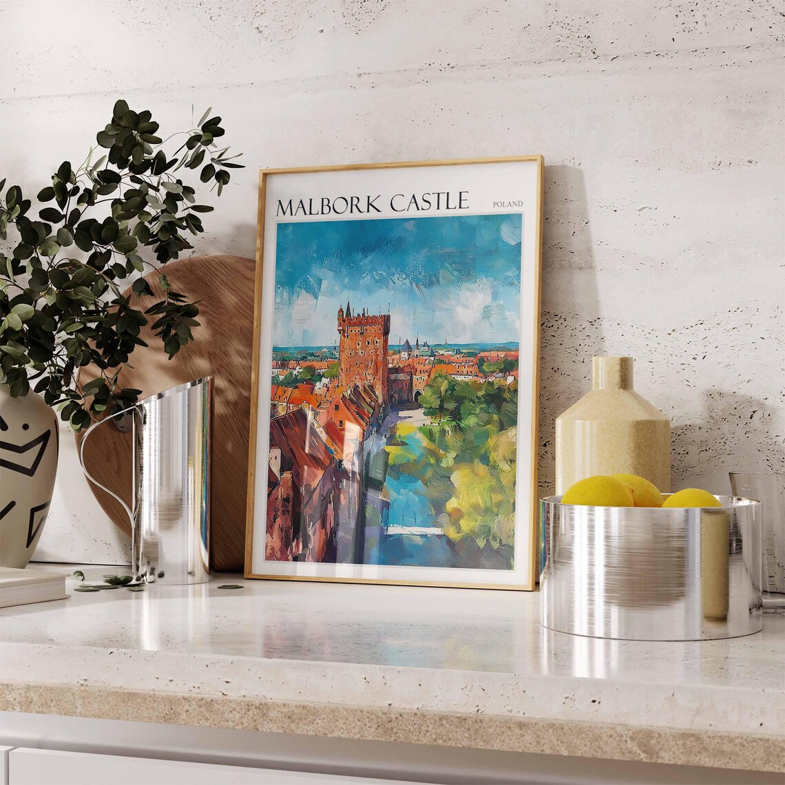Malbork Castle Poland Tower Street Red Brick Old Town Art Poster - Image 2