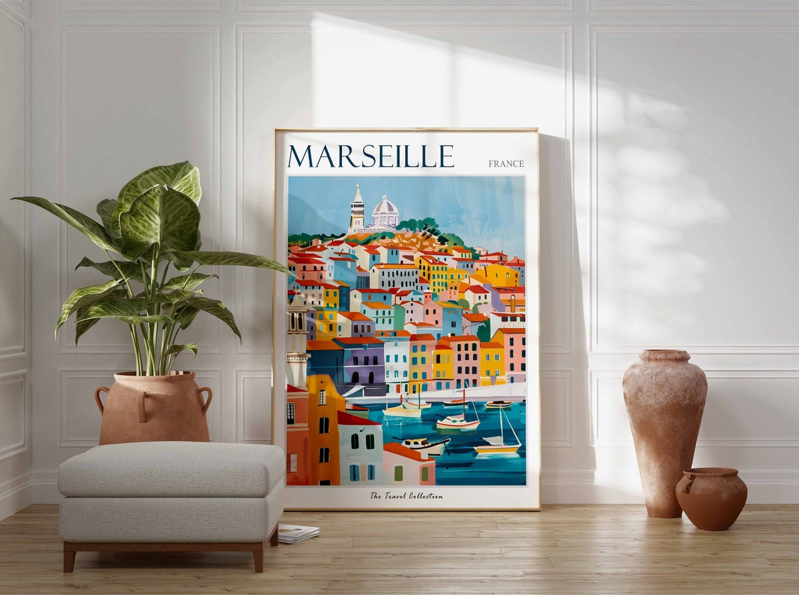 Marseille Poster Marseille Travel Print Tropical Decor City Wall Art French Decor France Travel Print Marseille Gift - Image 3
