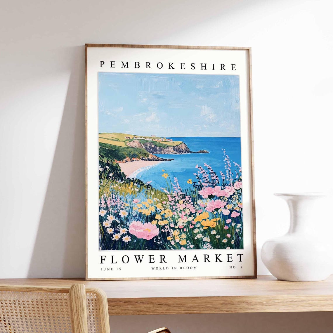 Pembrokeshire Flower Market Wildflower Coastline Artwork Poster
