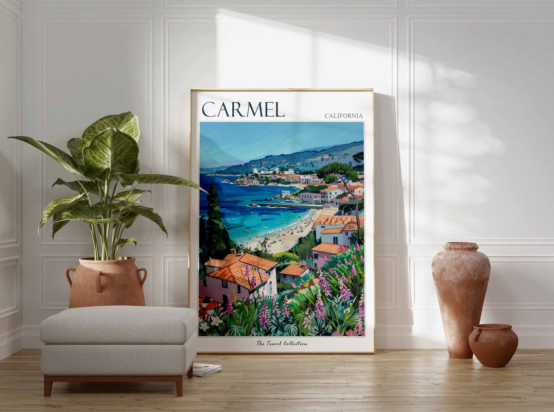 Carmel Poster California Travel Print Californian Decor North America Travel Poster Carmel Wall Art Sea Print Carmel Travel Poster - Image 3