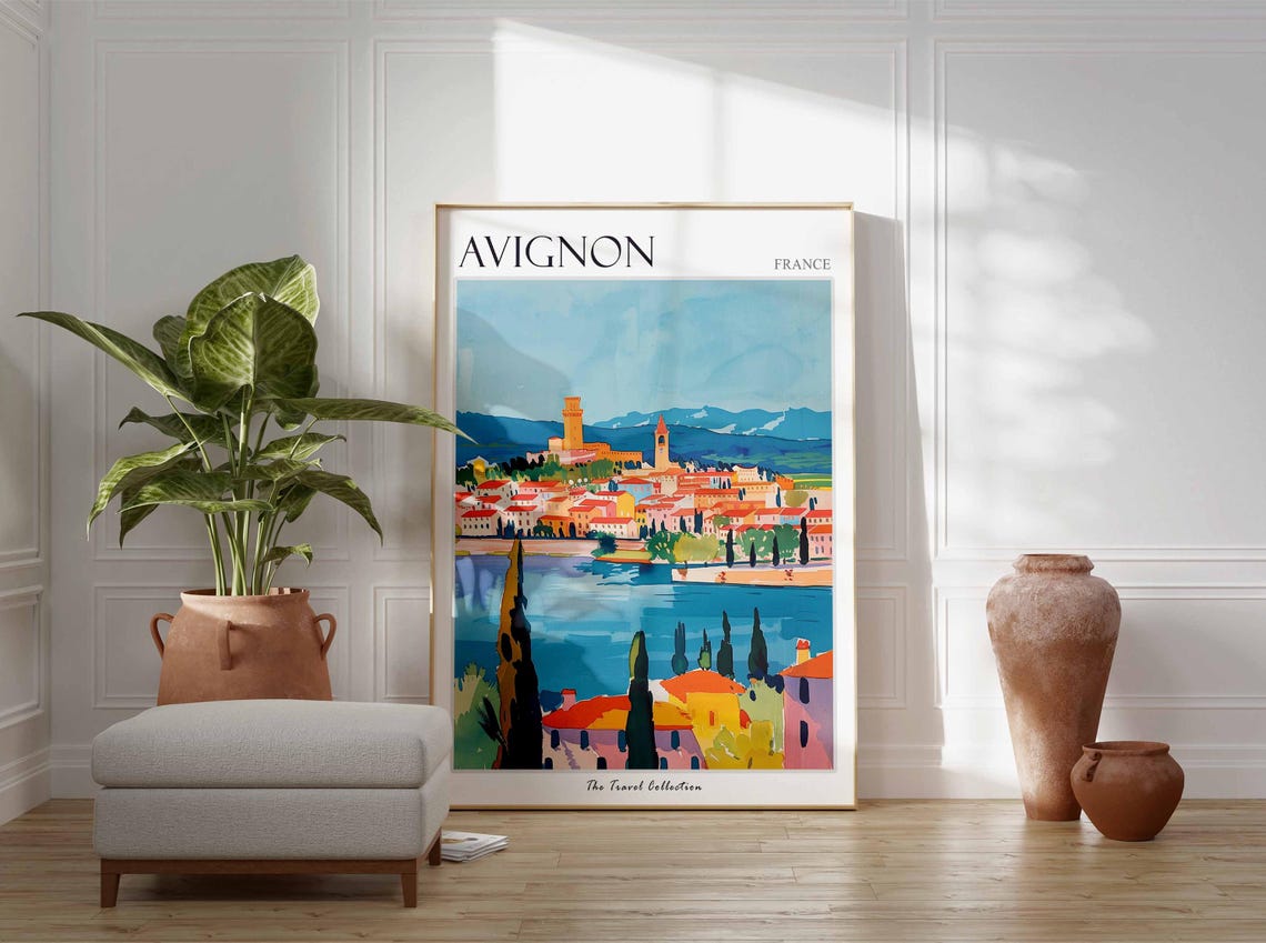 Avignon Poster France Travel Print French Decor Europe Travel Poster European Wall Art Avignon Gift Avignon Travel Poster - Image 3