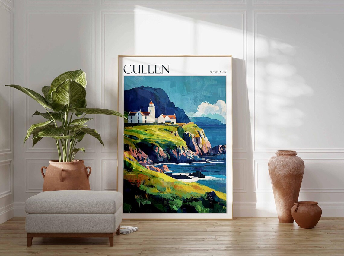 Cullen Poster Scotland Travel Poster Scotland Travel Gift Cullen Scotland Art Moray Coast Poster North Sea Poster Scottish Scenery Art - Image 3