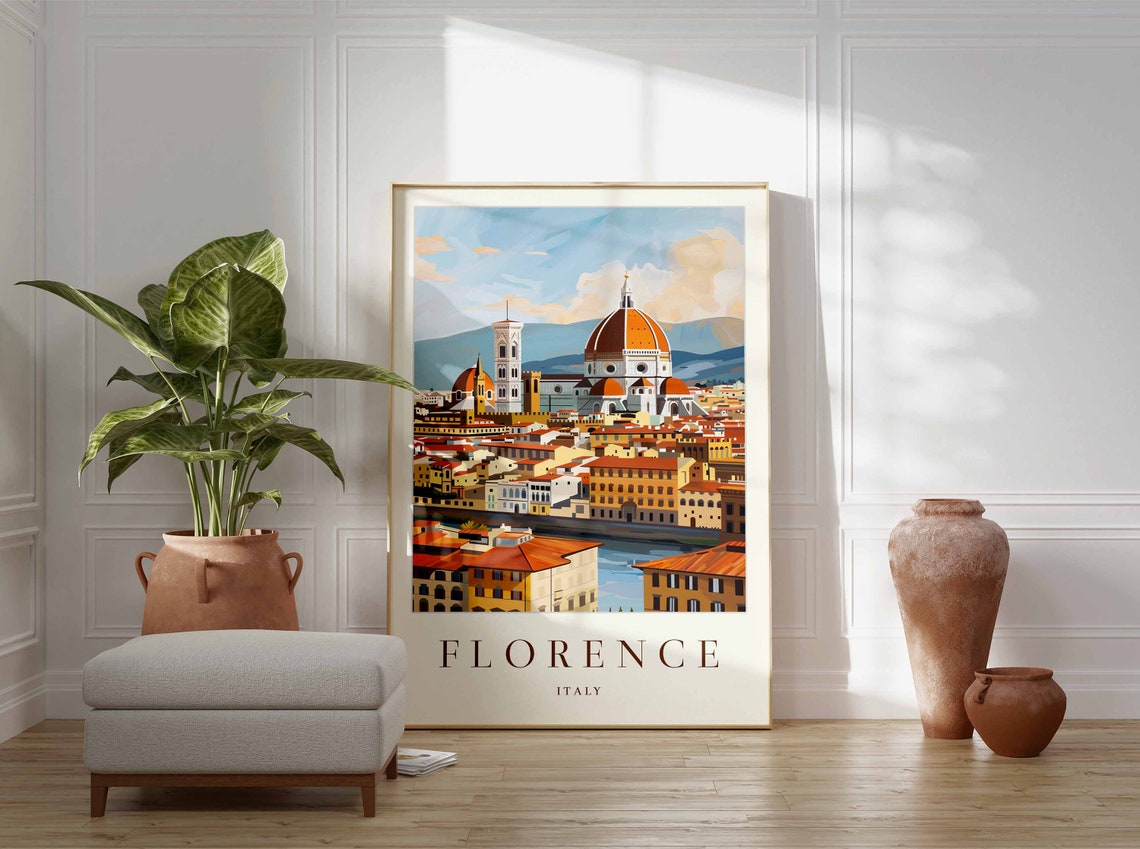 Florence Poster Florence Travel Print Italy Wall Art Italian Travel Print Tropical Decor City Print Florence Travel Poster - Image 3