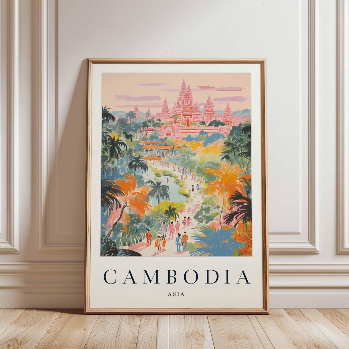 Angkor Wat Travel Poster, Southeast Asia Temple