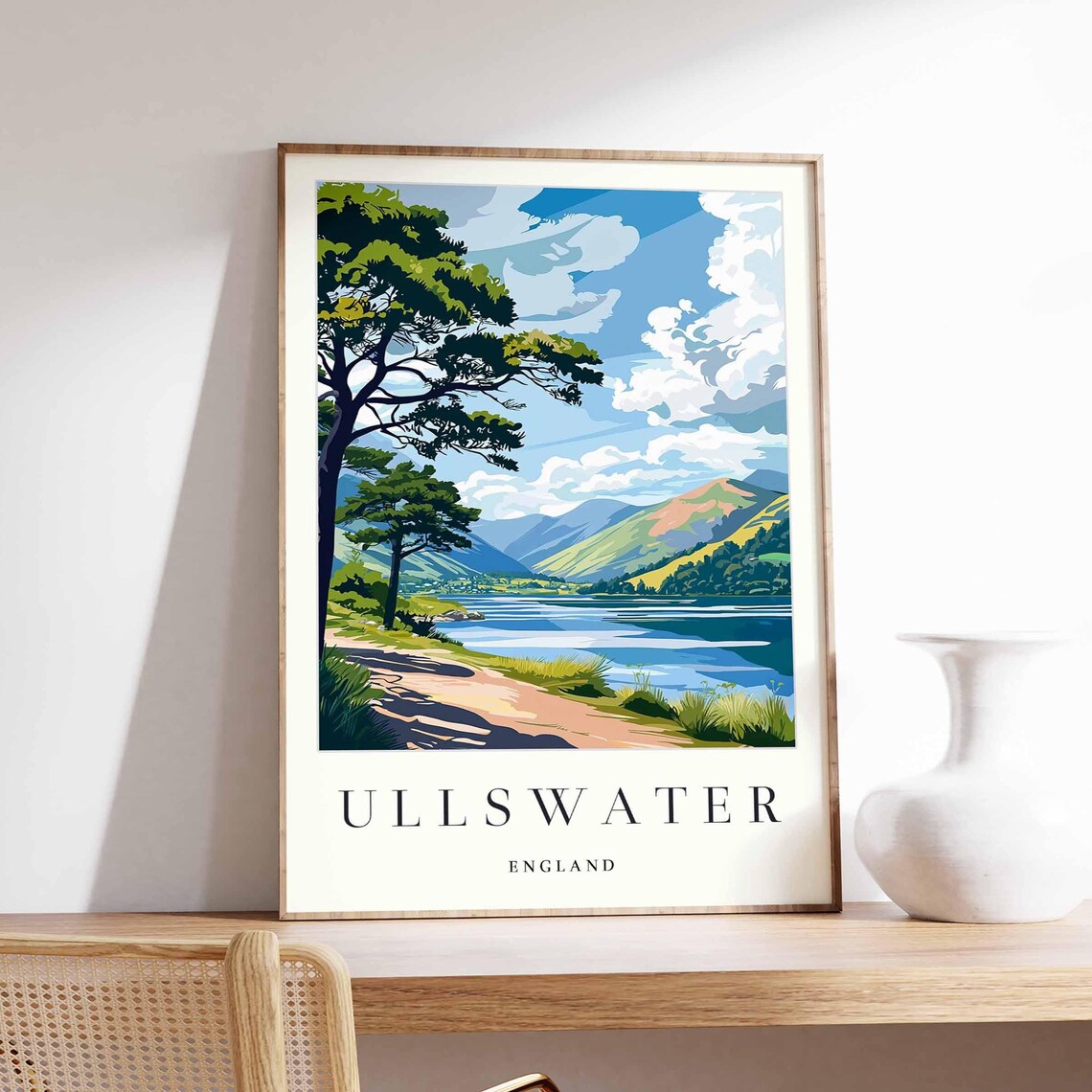 Ullswater England Lake District Pine Shoreline Sunny Beach Poster