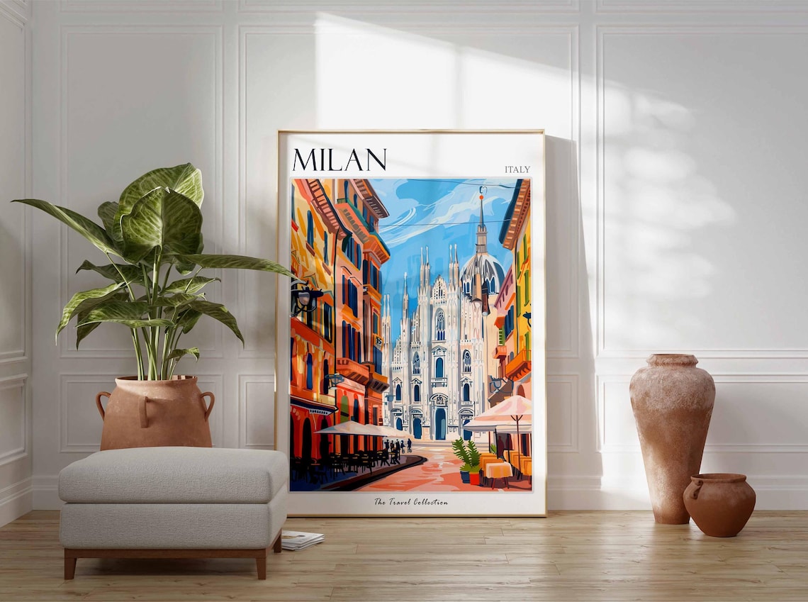 Milan Italian Travel Poster, Home Decor Art Print - Image 2