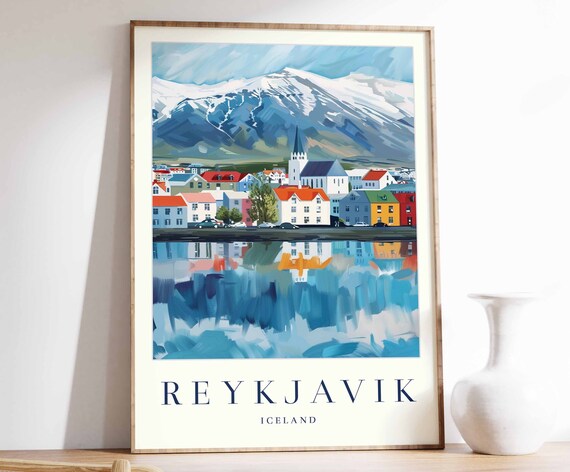 Reykjavk Poster Reykjavk Travel Print Iceland Wall Art European Decor Tropical Decor Sea Print Reykjavk Gift