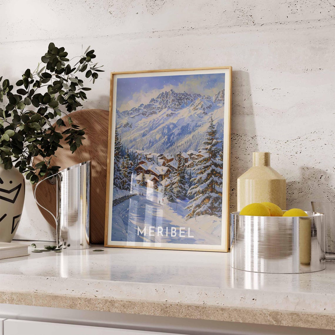 Skiing Travel Poster Mribel Ski Print France Travel Print Skiing Art Skiing Print Winter Sport Art Ski Gift - Image 2