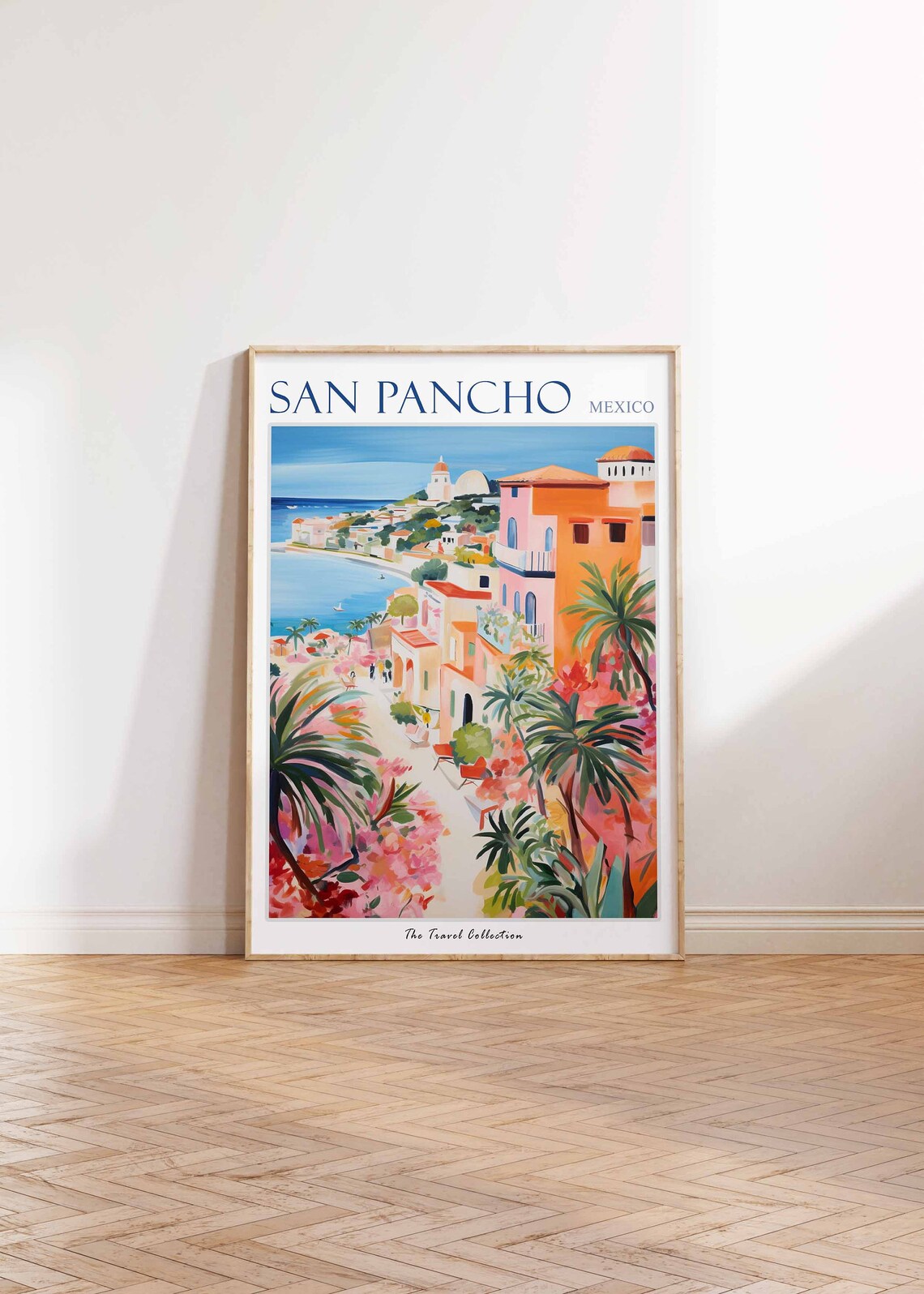 San Pancho Mexico Colorful Coastal Town Bougainvillea Painting Poster - Image 3