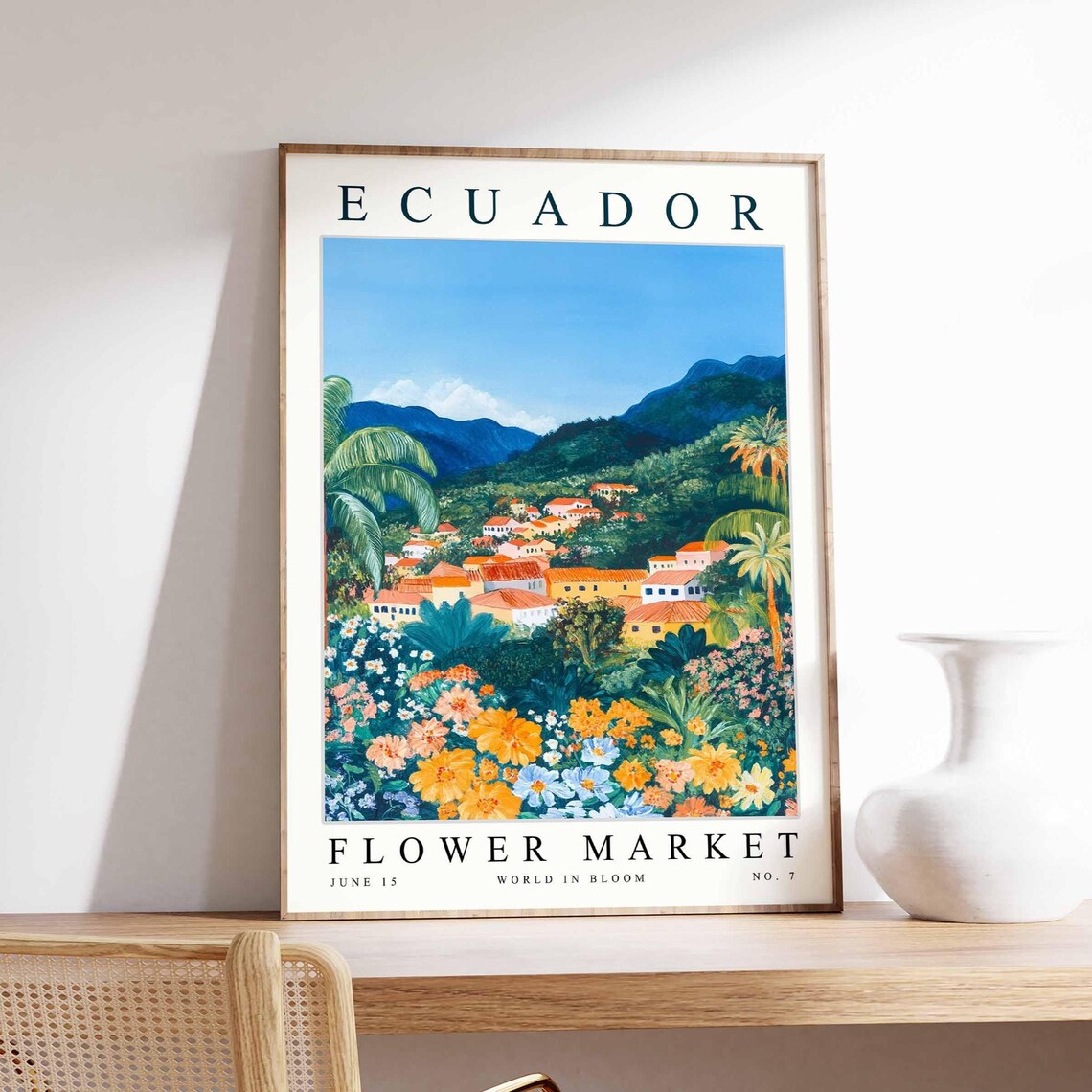 Ecuador Flower Market Mountain Town Marigold Daisy Garden Poster