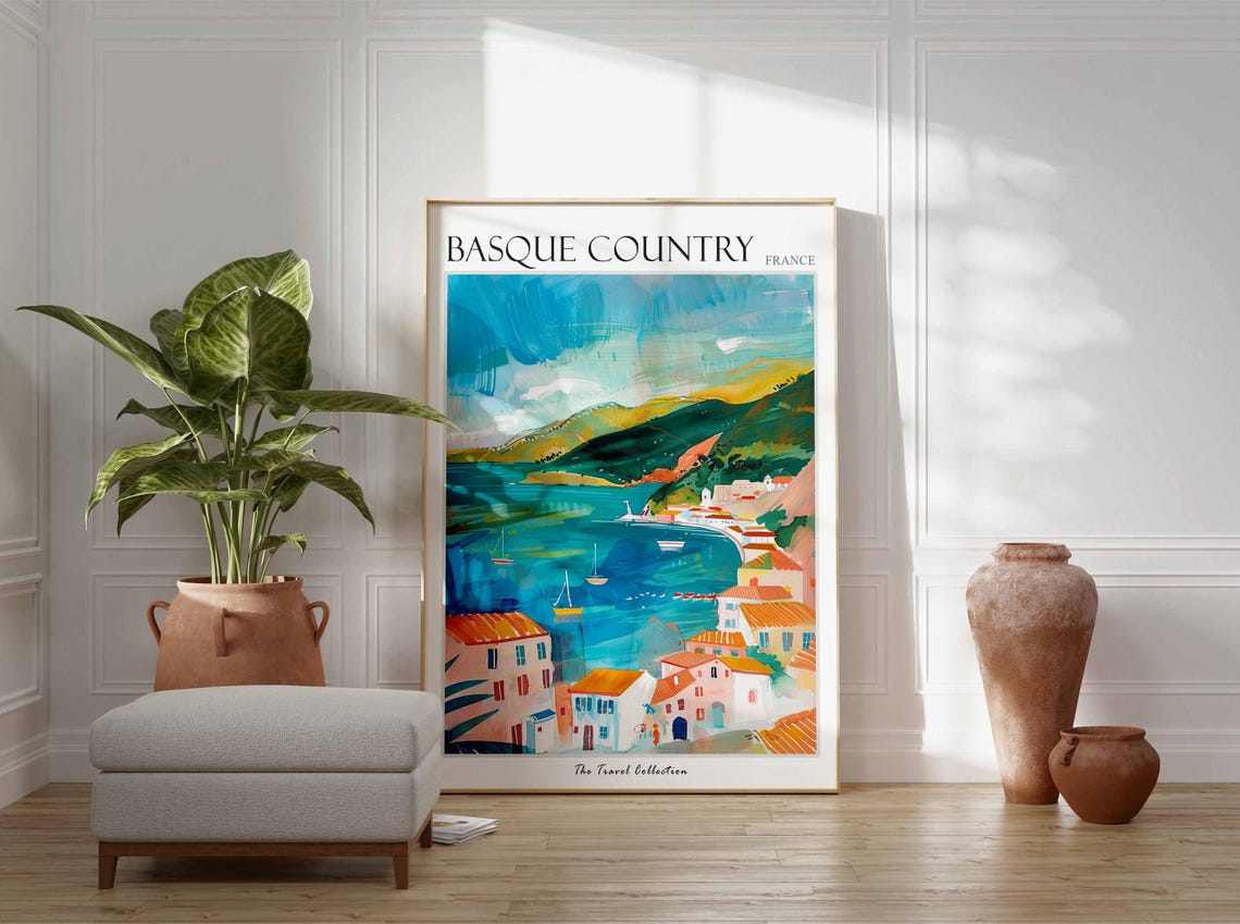 Basque Country Poster France Travel Print French Decor Europe Travel Poster European Wall Art Basque Country Travel Poster - Image 3