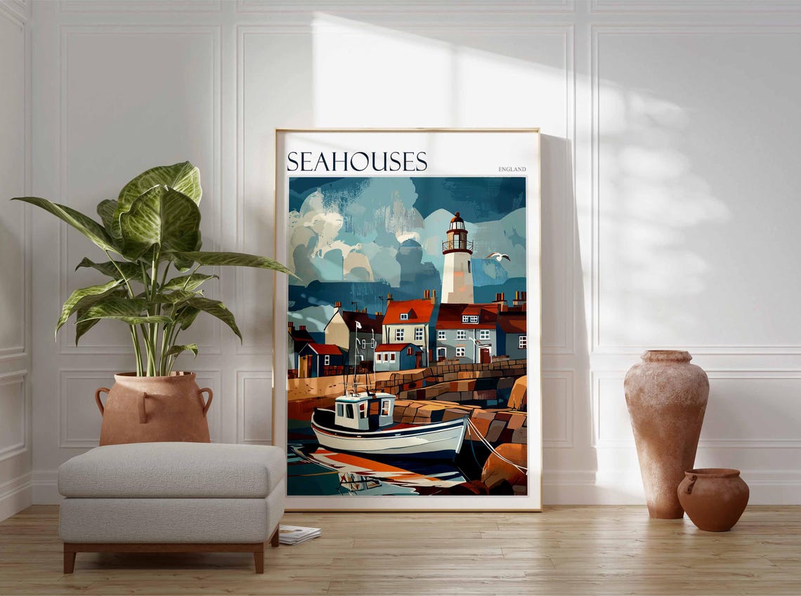 Seahouses Poster Northumberland Poster Coastal Poster Uk Travel Poster Uk Wall Art Seahouses Travel Print Seahouses Wall Decor - Image 2