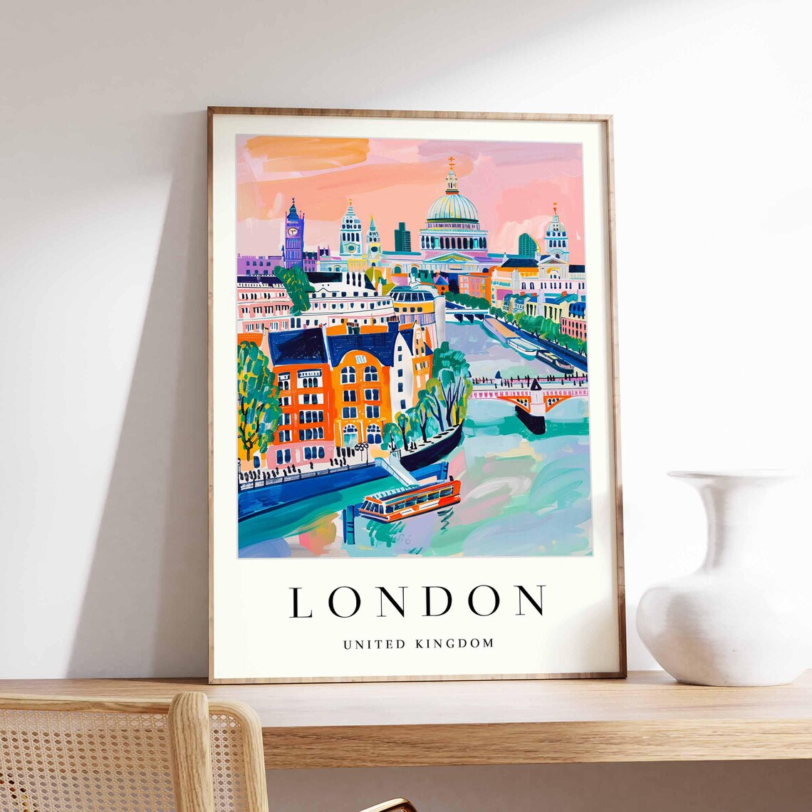 London Travel Poster, Big Ben British City Decor