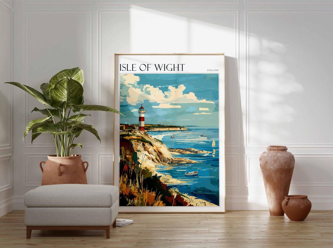 Isle Of Wight Poster Uk Travel Poster Coastal Wall Art British Decor Uk Home Decor Isle Of Wight Travel Print Island Poster Uk Decor - Image 3