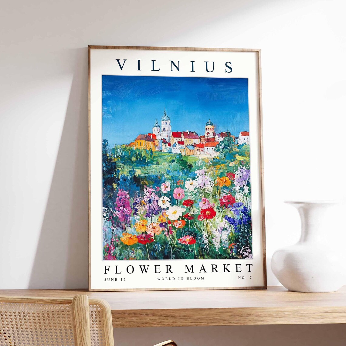 Vilnius Flower Market Hilltop Towers Mixed Wildflower Poster