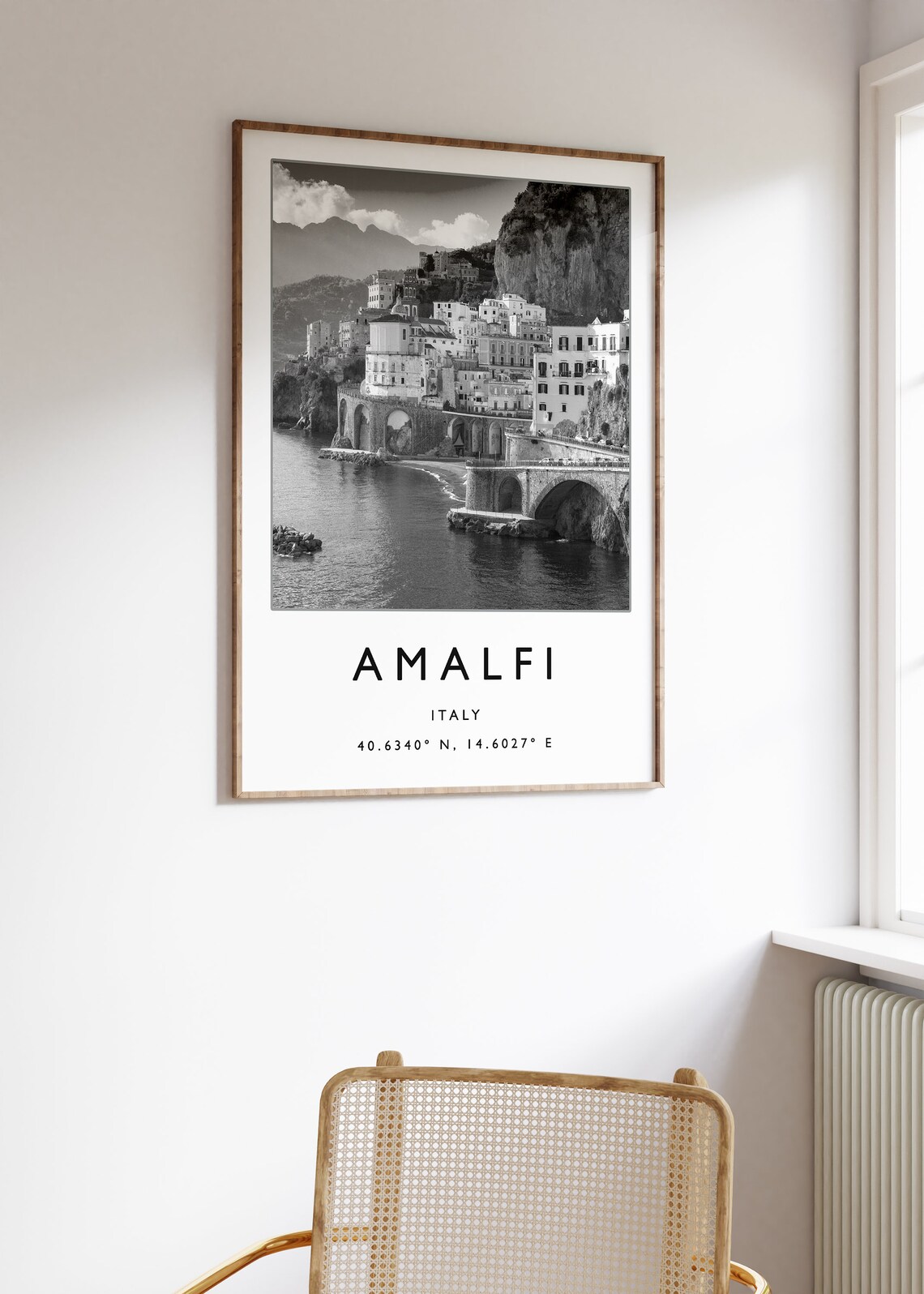 Amalfi Travel Poster, Black And White Italy - Image 3
