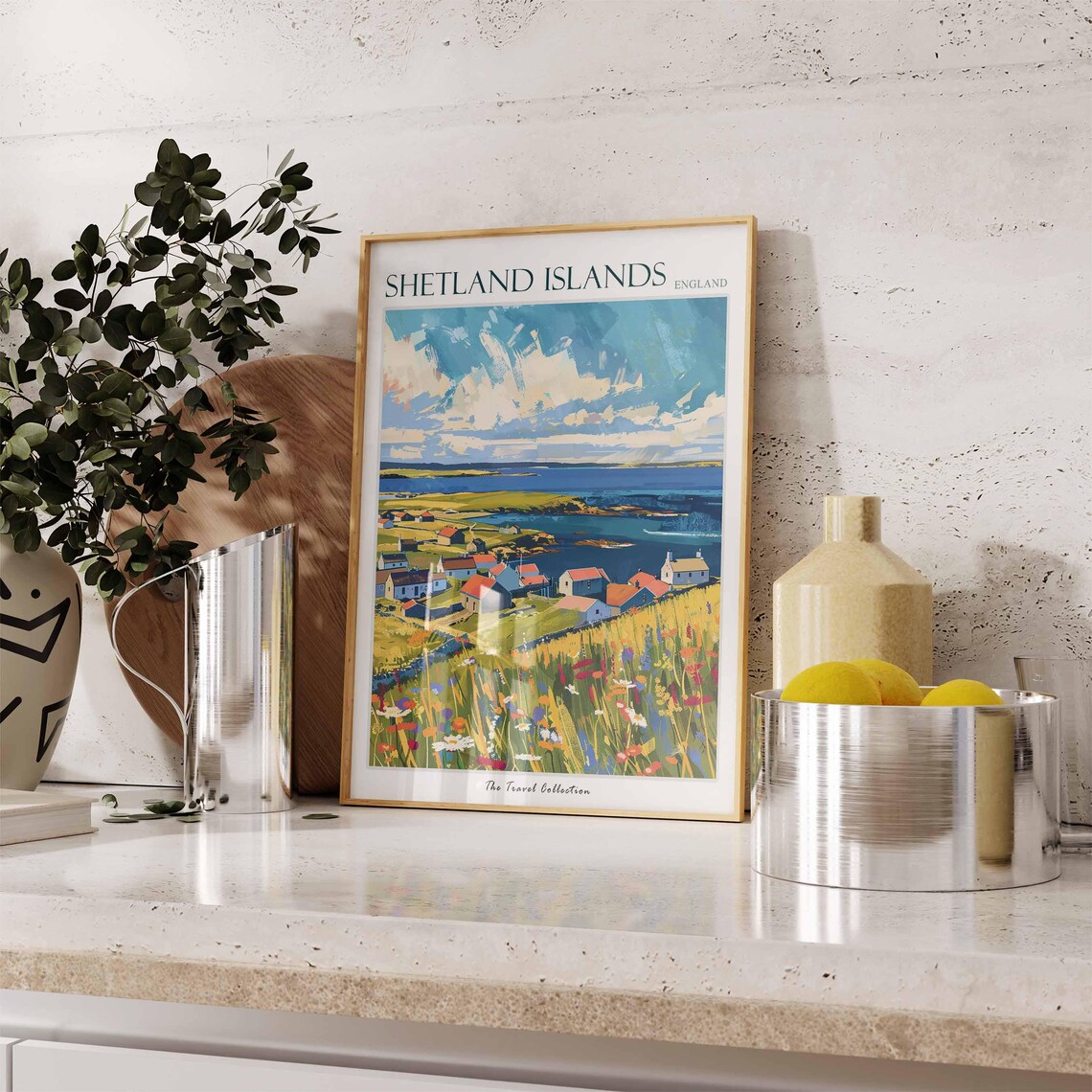 Shetland Islands Fishing Village Wildflower Coast Scenic Poster - Image 3
