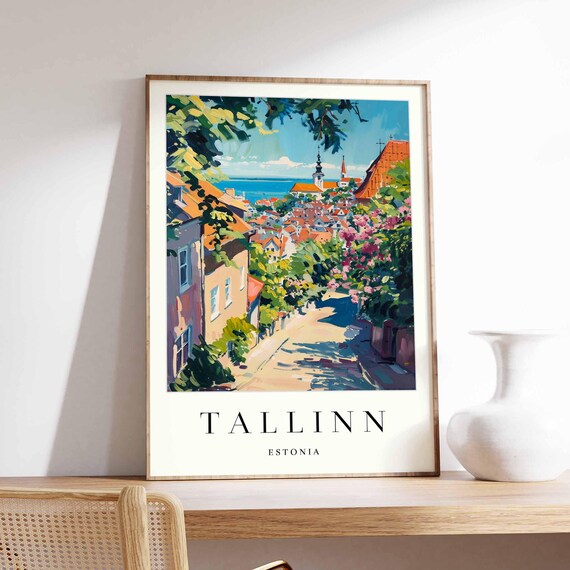 Tallinn Estonia Old Town Street Overlooking the Baltic Sea Poster