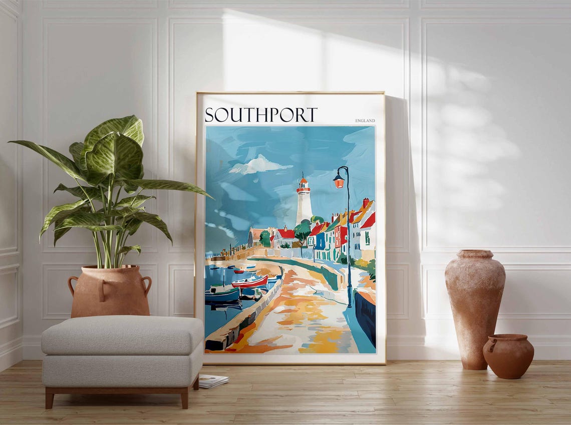 Southport Poster Uk Travel Poster Seaside Art Poster British Wall Decor Southport Wall Art Southport Wall Decor Southport Travel Print - Image 2