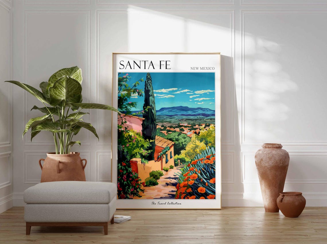Santa Fe Poster New Mexico Travel Print New Mexican Decor North America Travel Poster City Print Santa Fe Gift Santa Fe Travel Poster - Image 2